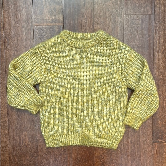 Zara Kid’s Mustard and Green Marled Fuzzy Knit Sweater, Size 6/7 - Picture 1 of 11